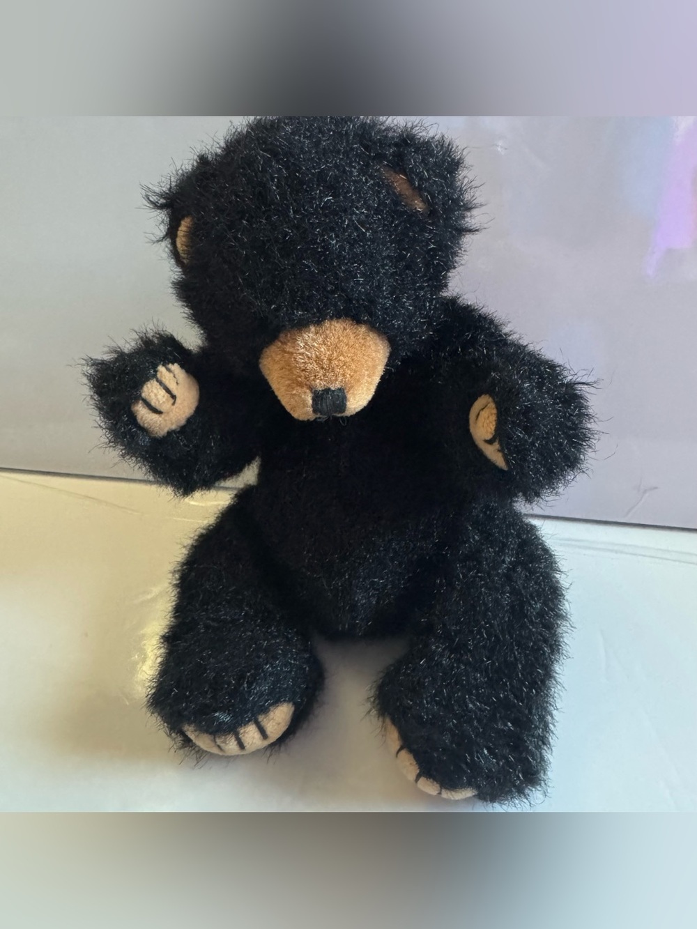 Plush Black Teddy Bear Stuffed Toy - Soft Fuzzy Bear